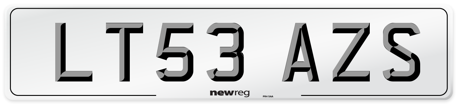 LT53 AZS Number Plate from New Reg